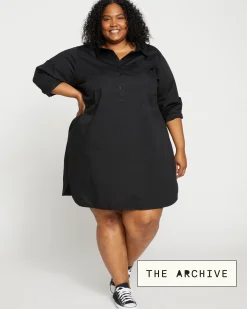 Stretch Poplin Rubicon Shirtdress Black