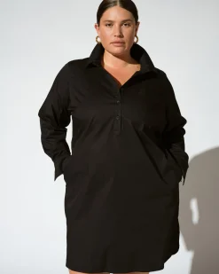 Stretch Poplin Rubicon Shirtdress Black