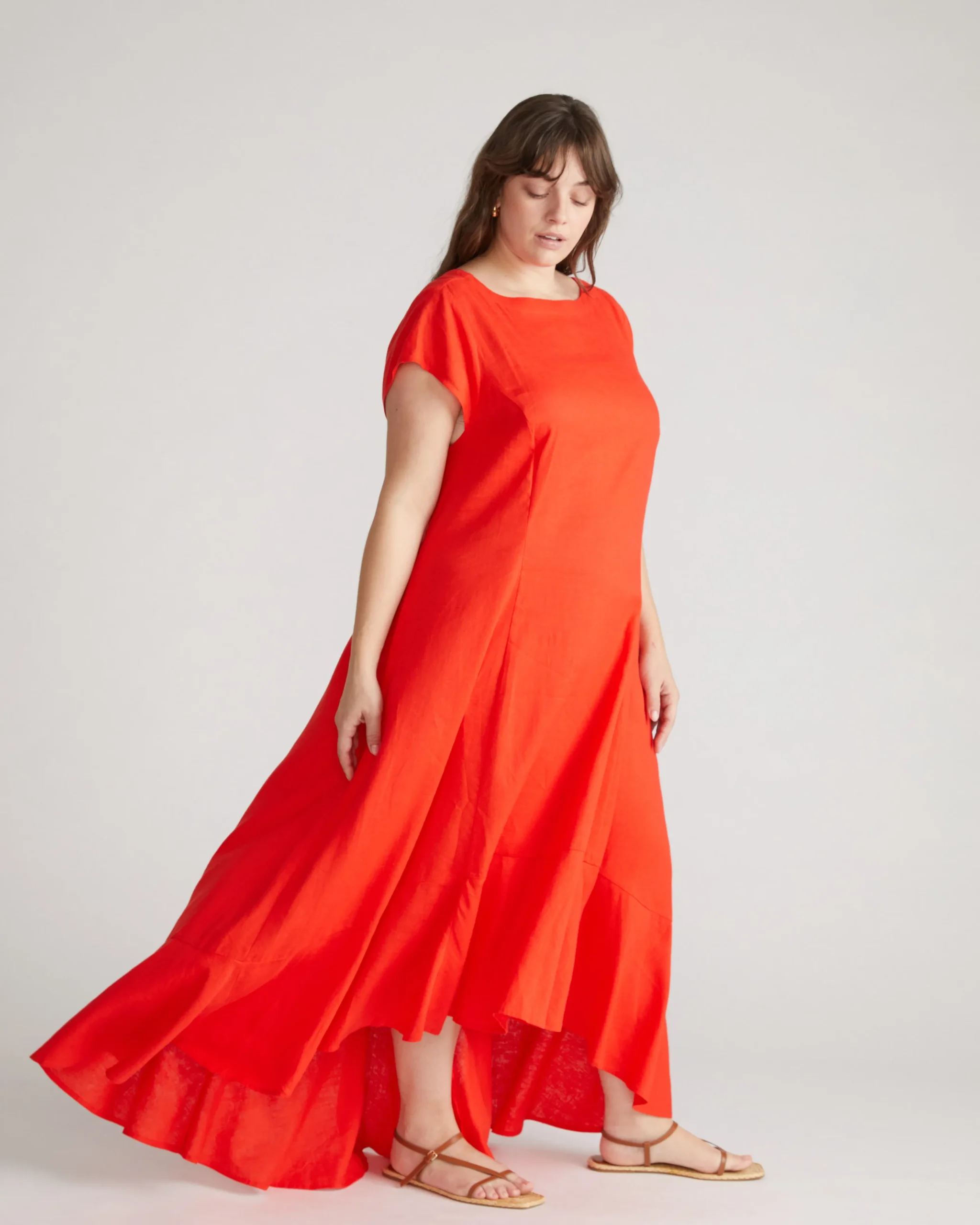 Sunset Linen Blend Flounce Dress Shoreline Sunset
