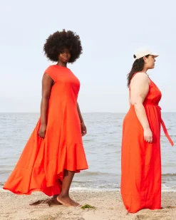 Sunset Linen Blend Flounce Dress Shoreline Sunset