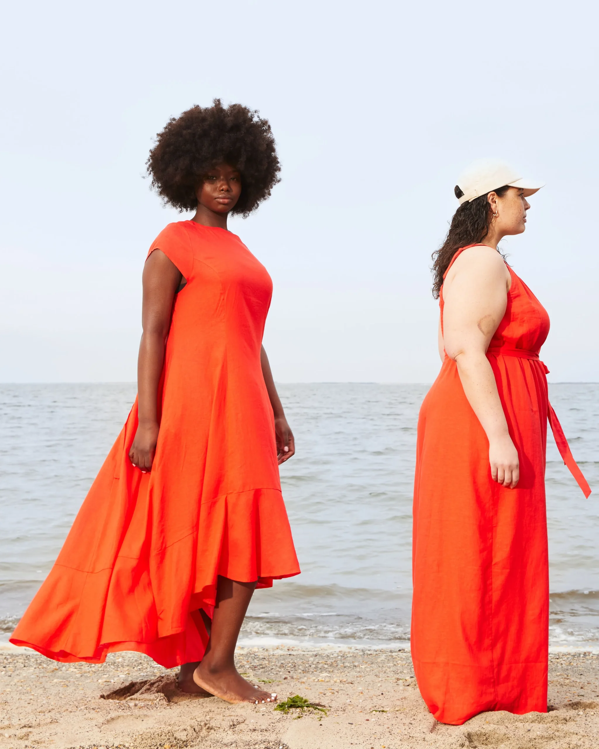 Sunset Linen Blend Flounce Dress Shoreline Sunset