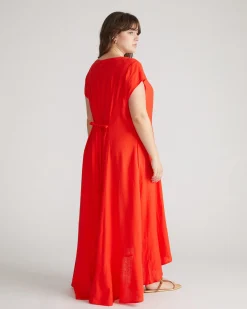 Sunset Linen Blend Flounce Dress Shoreline Sunset
