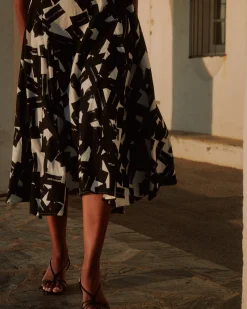 Sunshower Flowy Linen Blend Dress Santiago Print