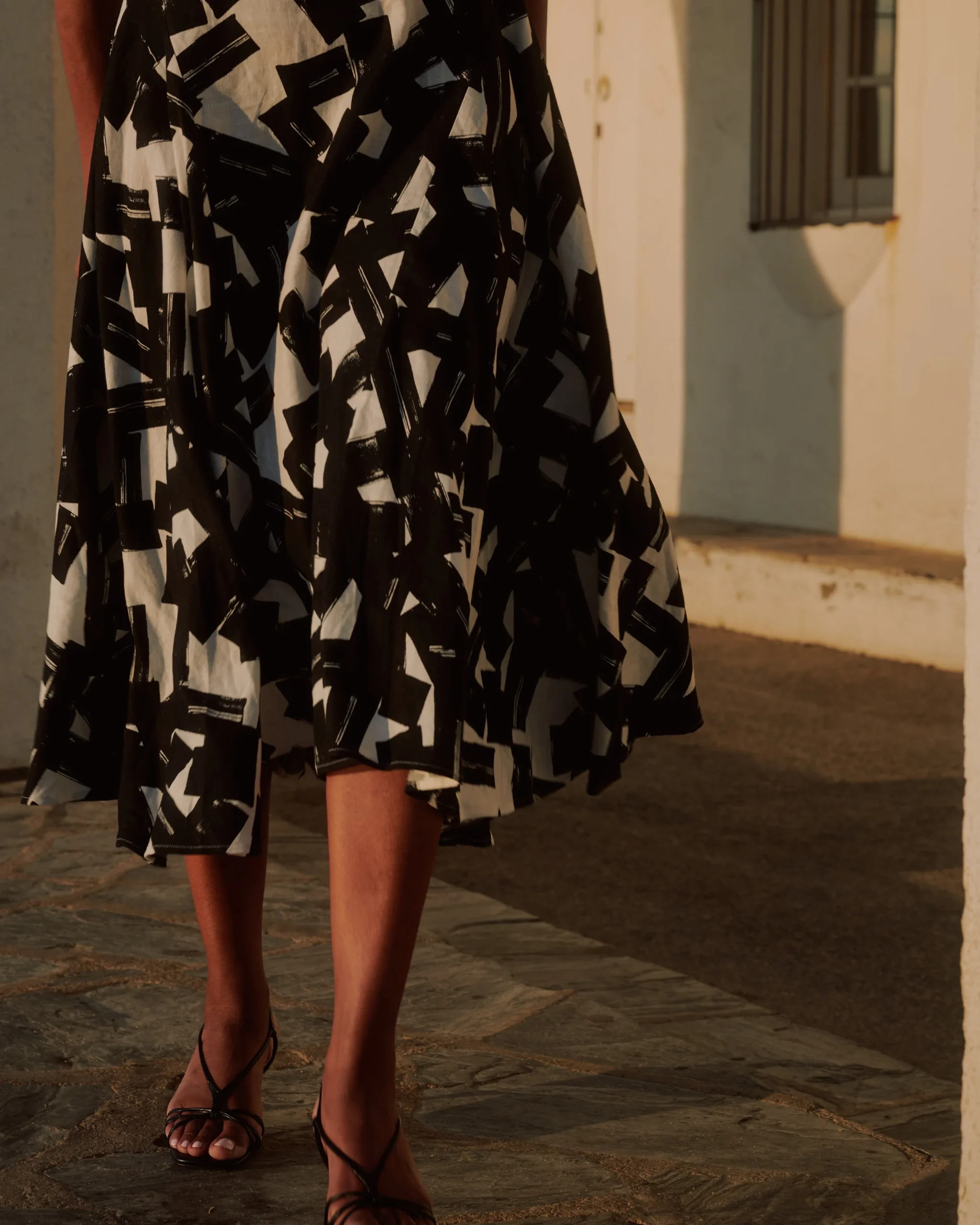 Sunshower Flowy Linen Blend Dress Santiago Print