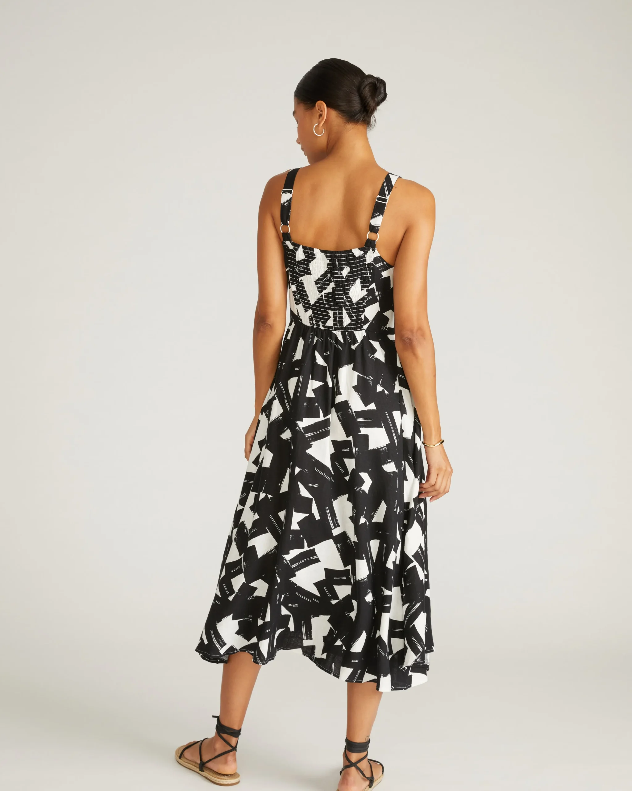 Sunshower Flowy Linen Blend Dress Santiago Print