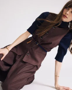 Tamsin Stretch Linen Blend Vest Sophisticated Brown