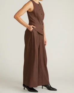 Tamsin Stretch Linen Blend Vest Sophisticated Brown