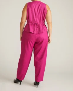 Tamsin Stretch Linen Blend Vest Hyper Pink