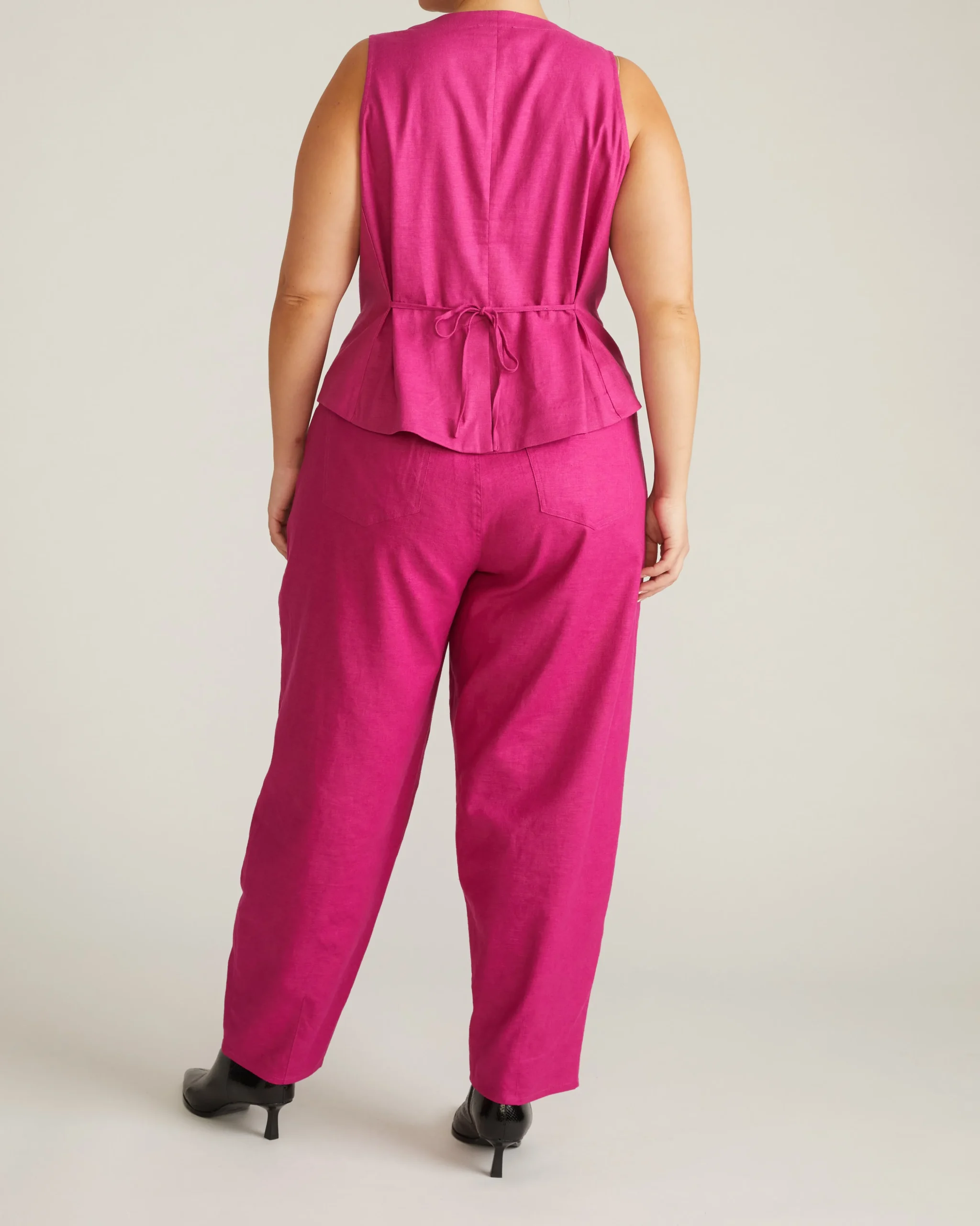 Tamsin Stretch Linen Blend Vest Hyper Pink