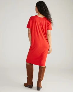 Teresa Liquid Jersey V-Neck Dress Lipstick