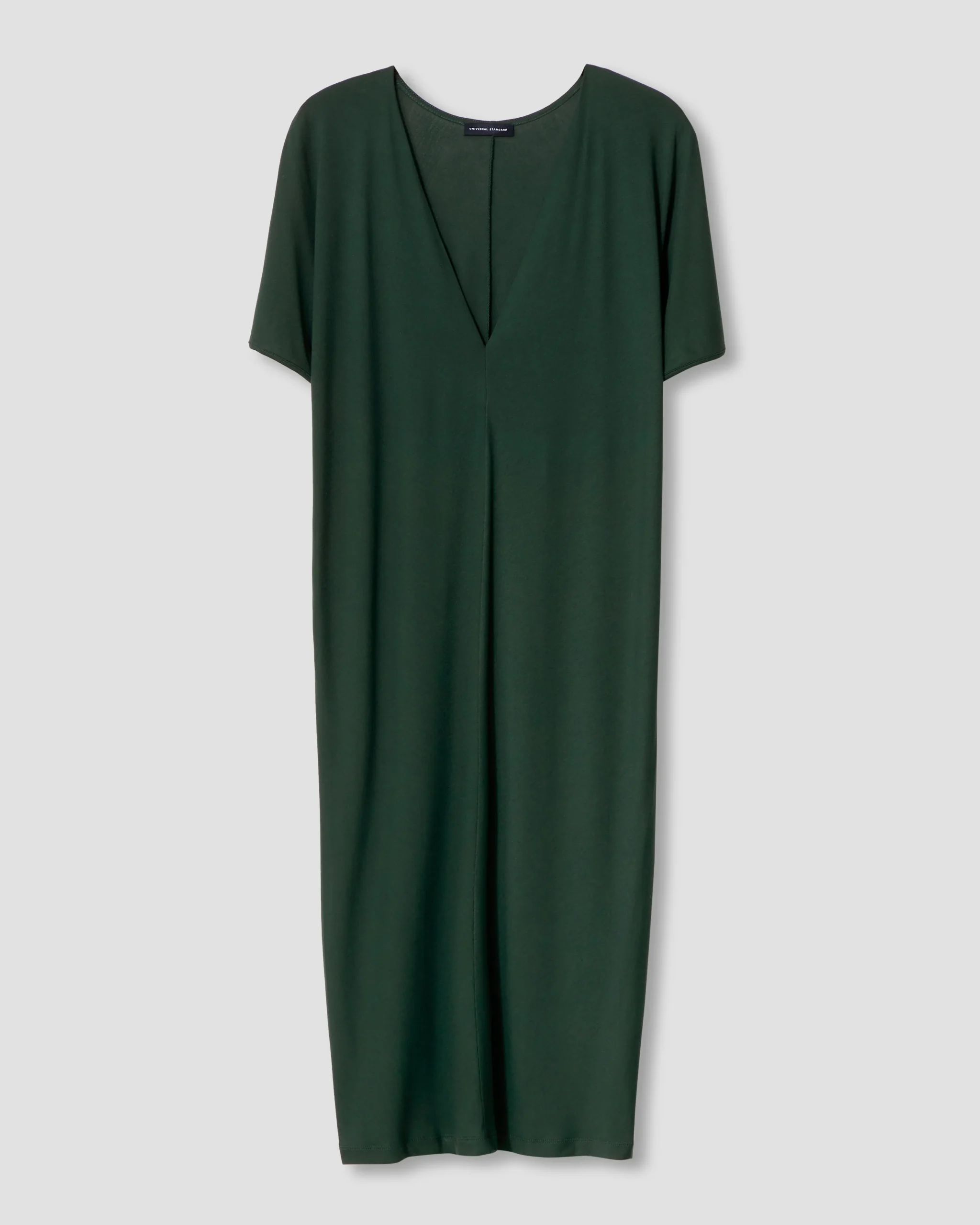 Teresa Liquid Jersey V-Neck Dress Forest Green