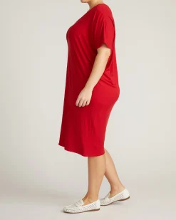Teresa Liquid Jersey V-Neck Dress New York Red