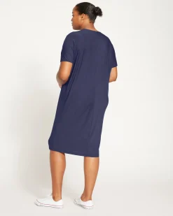 Teresa Liquid Jersey V-Neck Dress Midnight