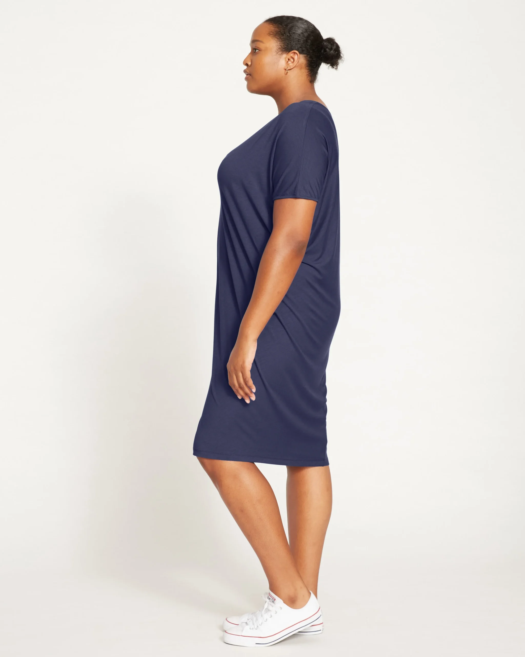 Teresa Liquid Jersey V-Neck Dress Midnight