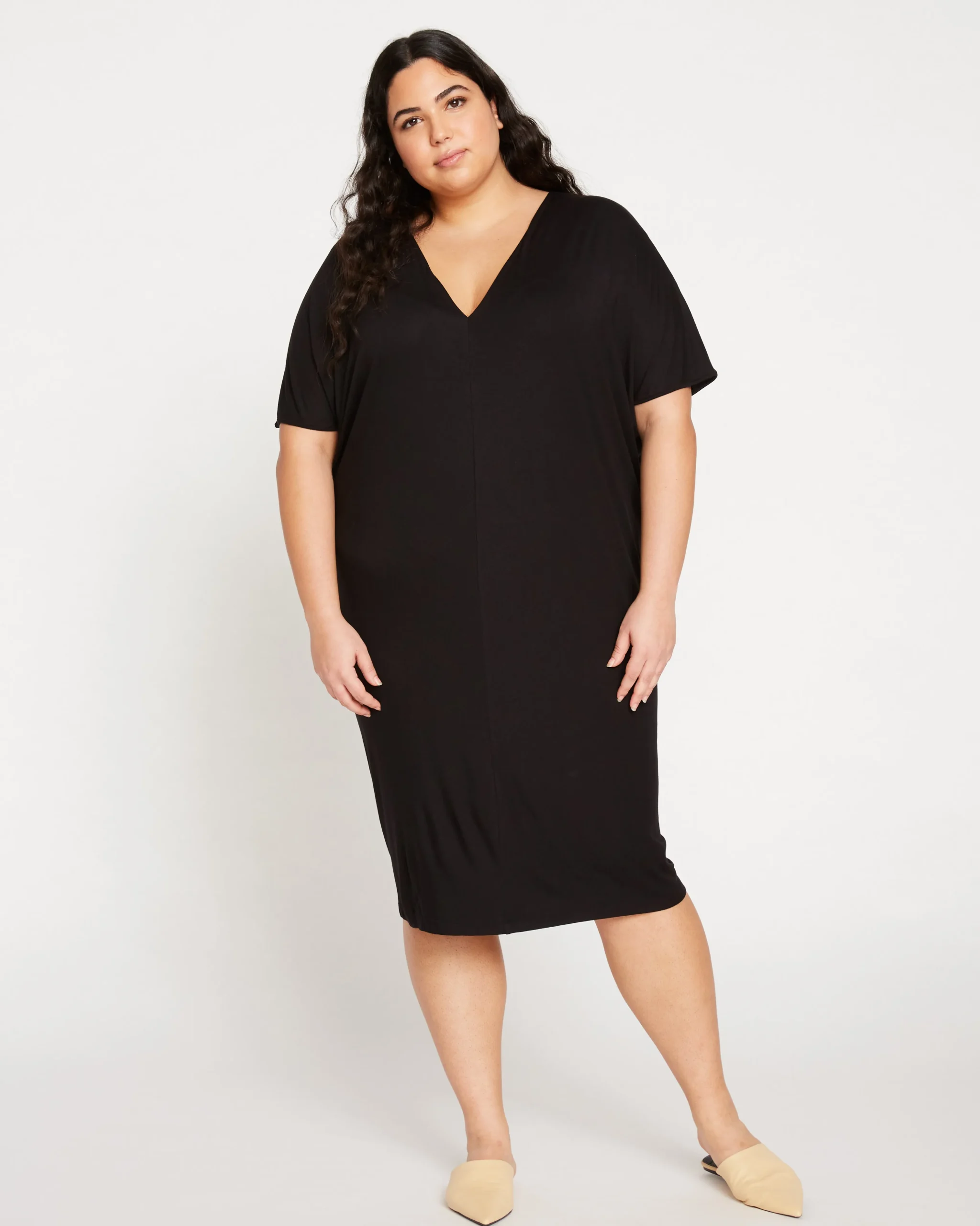Teresa Liquid Jersey V-Neck Dress Black