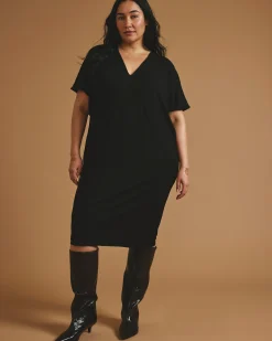 Teresa Liquid Jersey V-Neck Dress Black