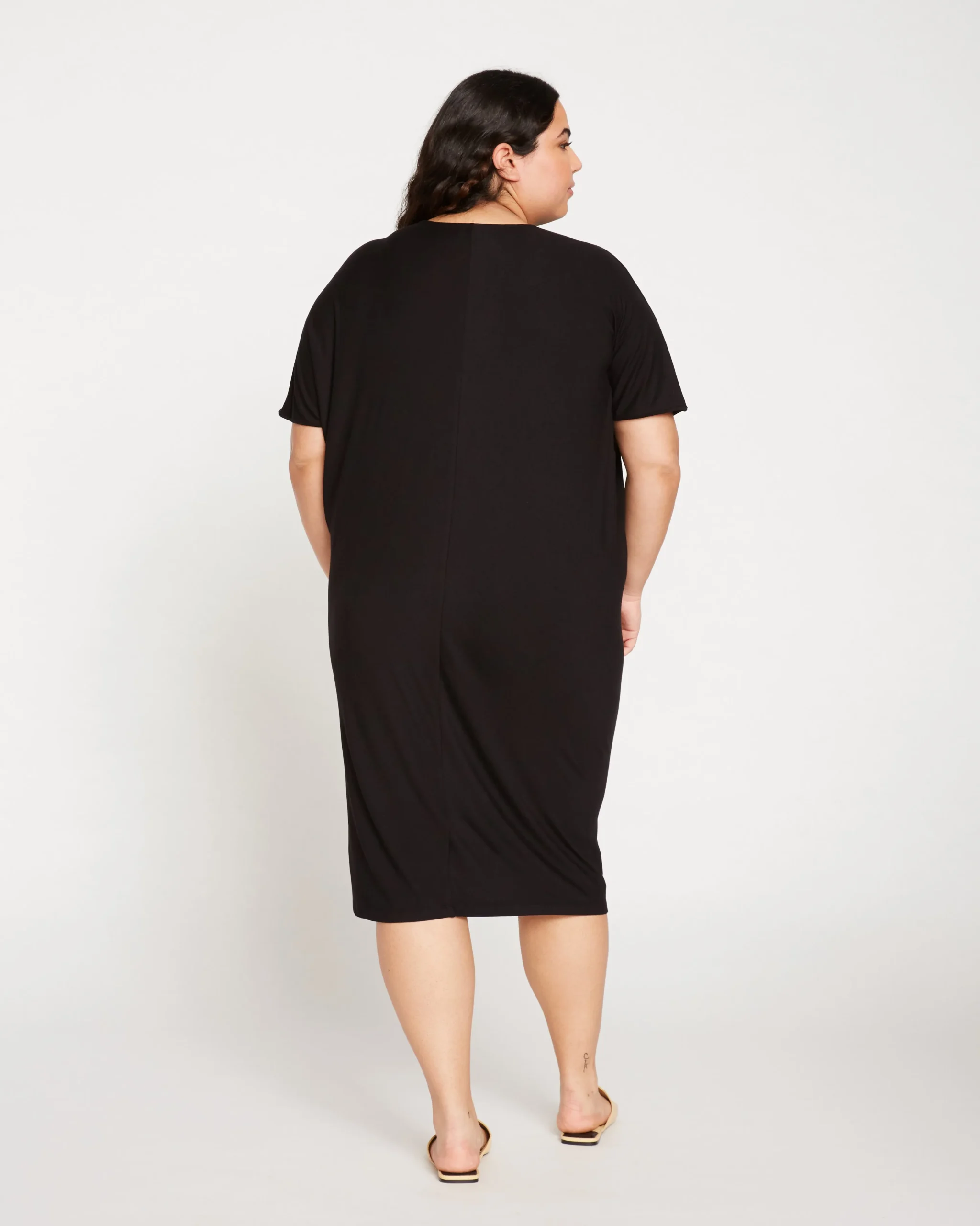 Teresa Liquid Jersey V-Neck Dress Black