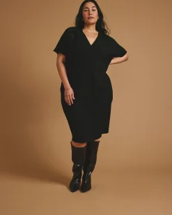 Teresa Liquid Jersey V-Neck Dress Black