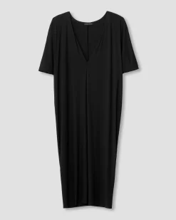 Teresa Liquid Jersey V-Neck Dress Black