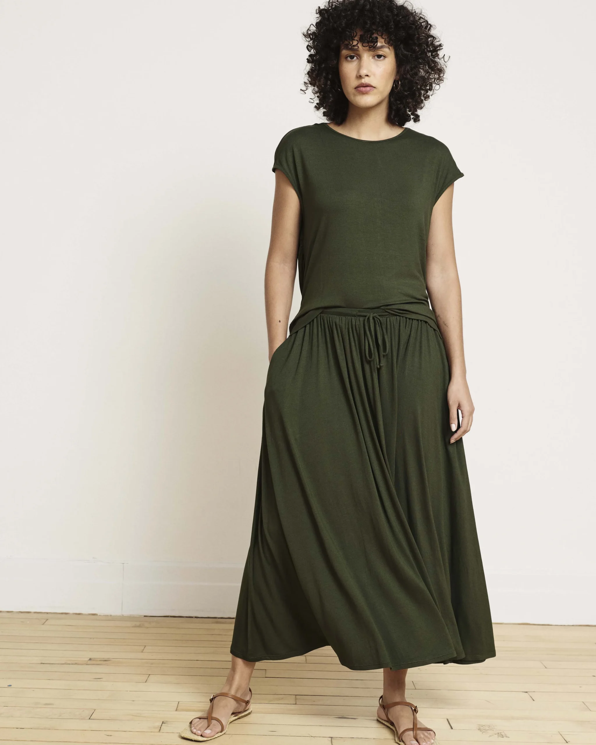 Tessa Liquid Jersey Skirt Coratina Green