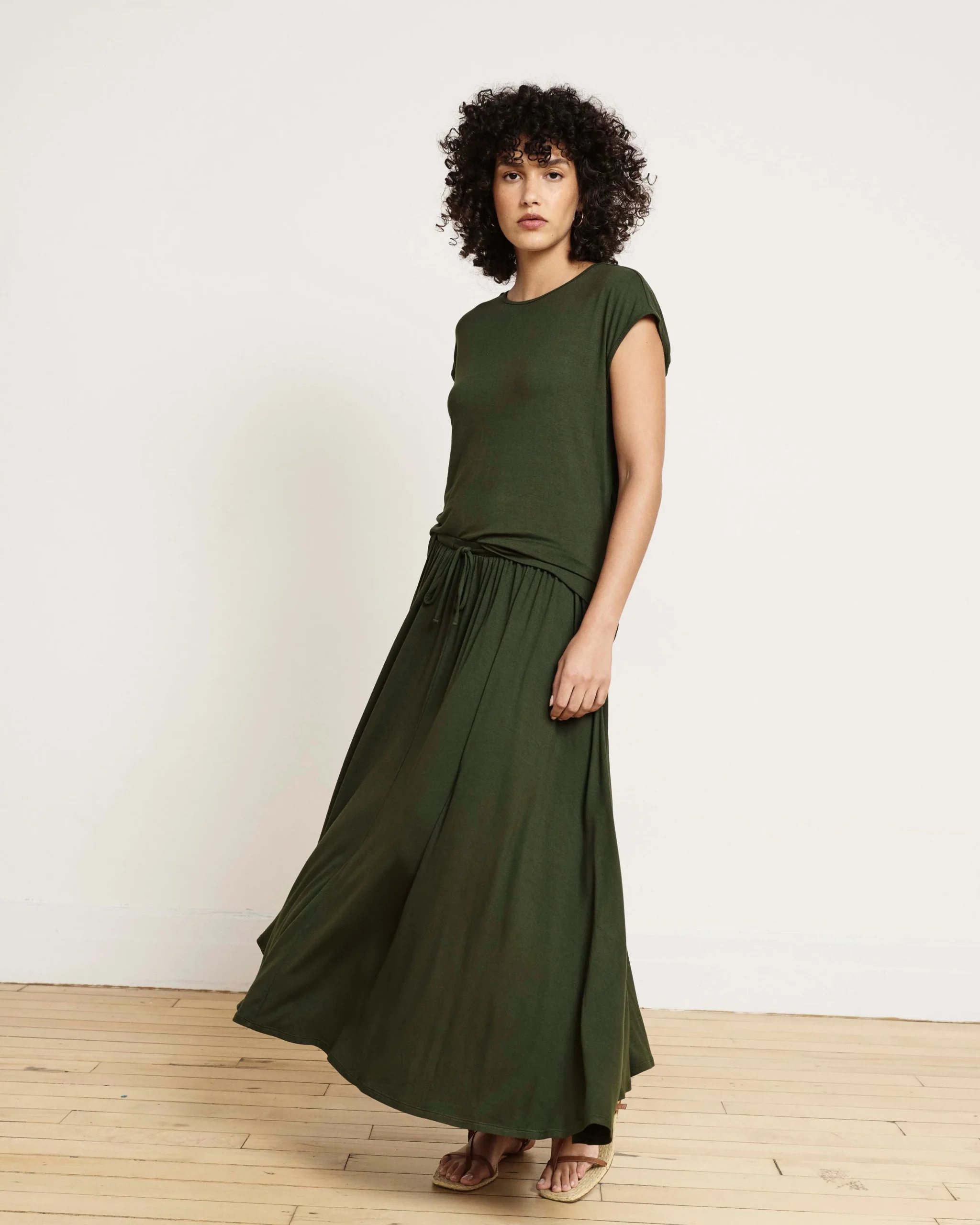 Tessa Liquid Jersey Skirt Coratina Green