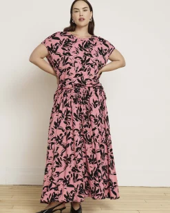 Tessa Liquid Jersey Skirt Pink Sgraffito Print