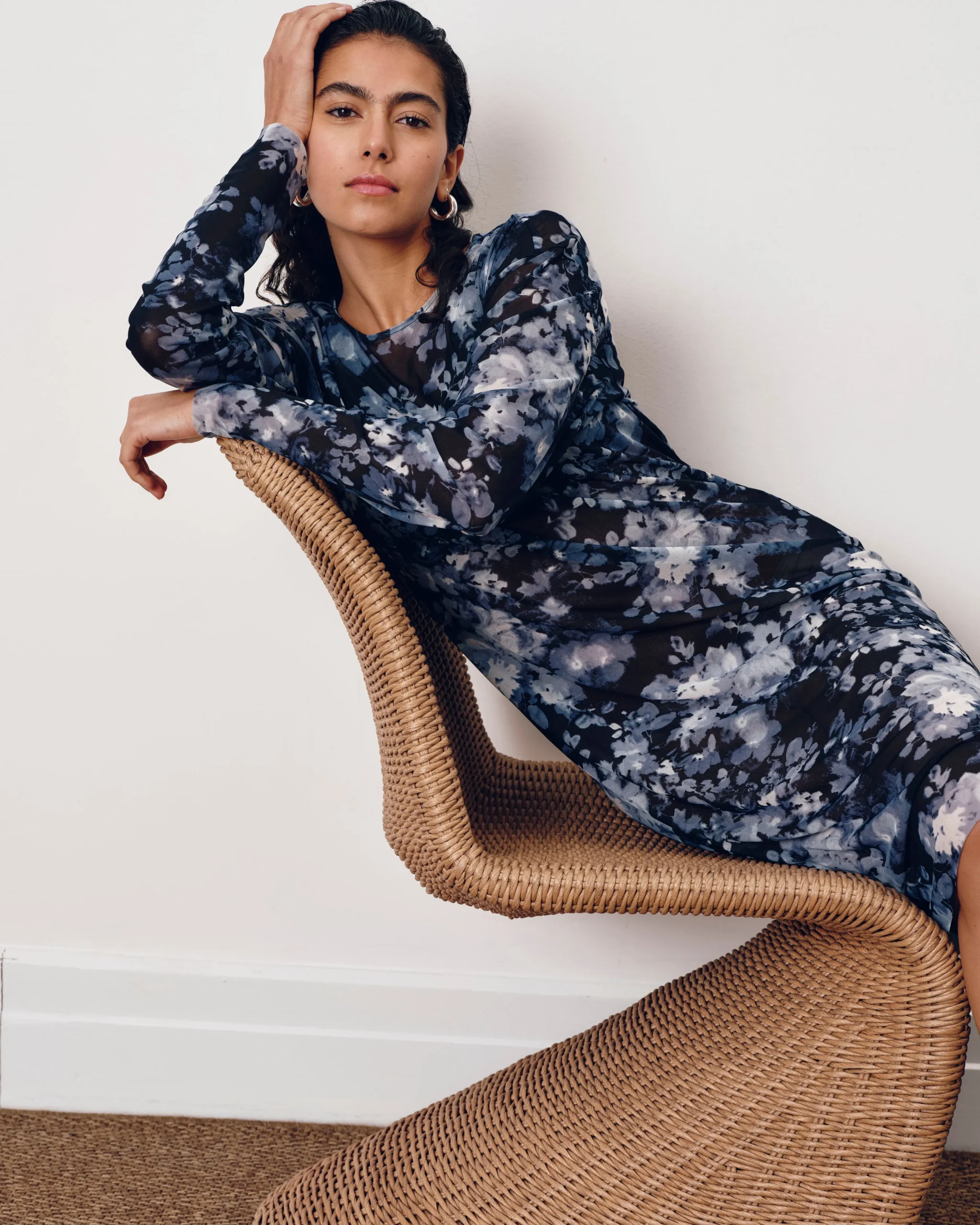 Thames Fog Dress Tumbling Bouquet Print