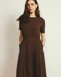 Thea Divine Jersey Midi Dress Peppercorn