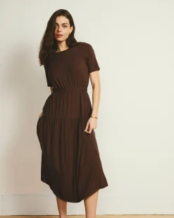 Thea Divine Jersey Midi Dress Peppercorn