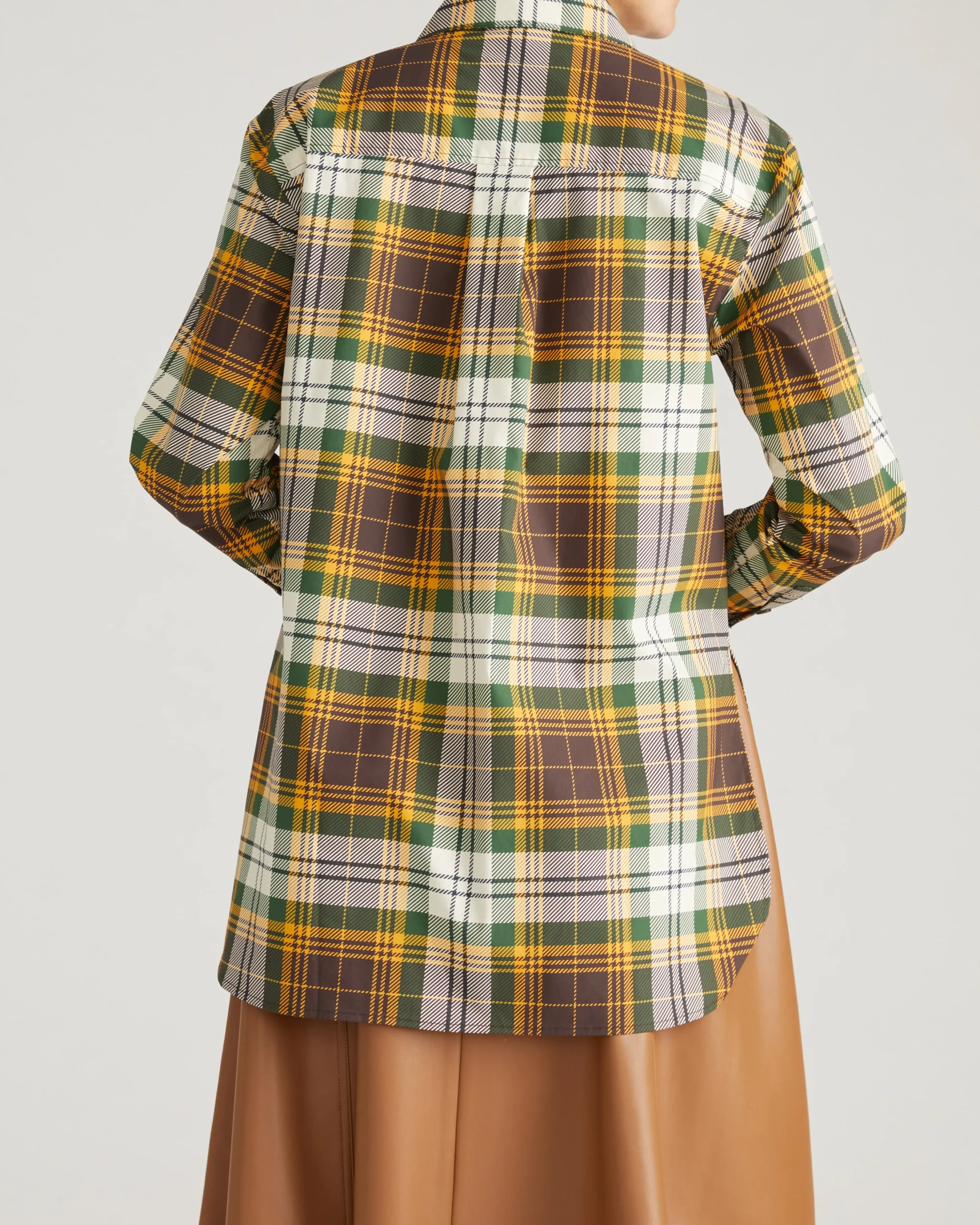 The Artist Oversized Poplin Shirt Brown Plaid