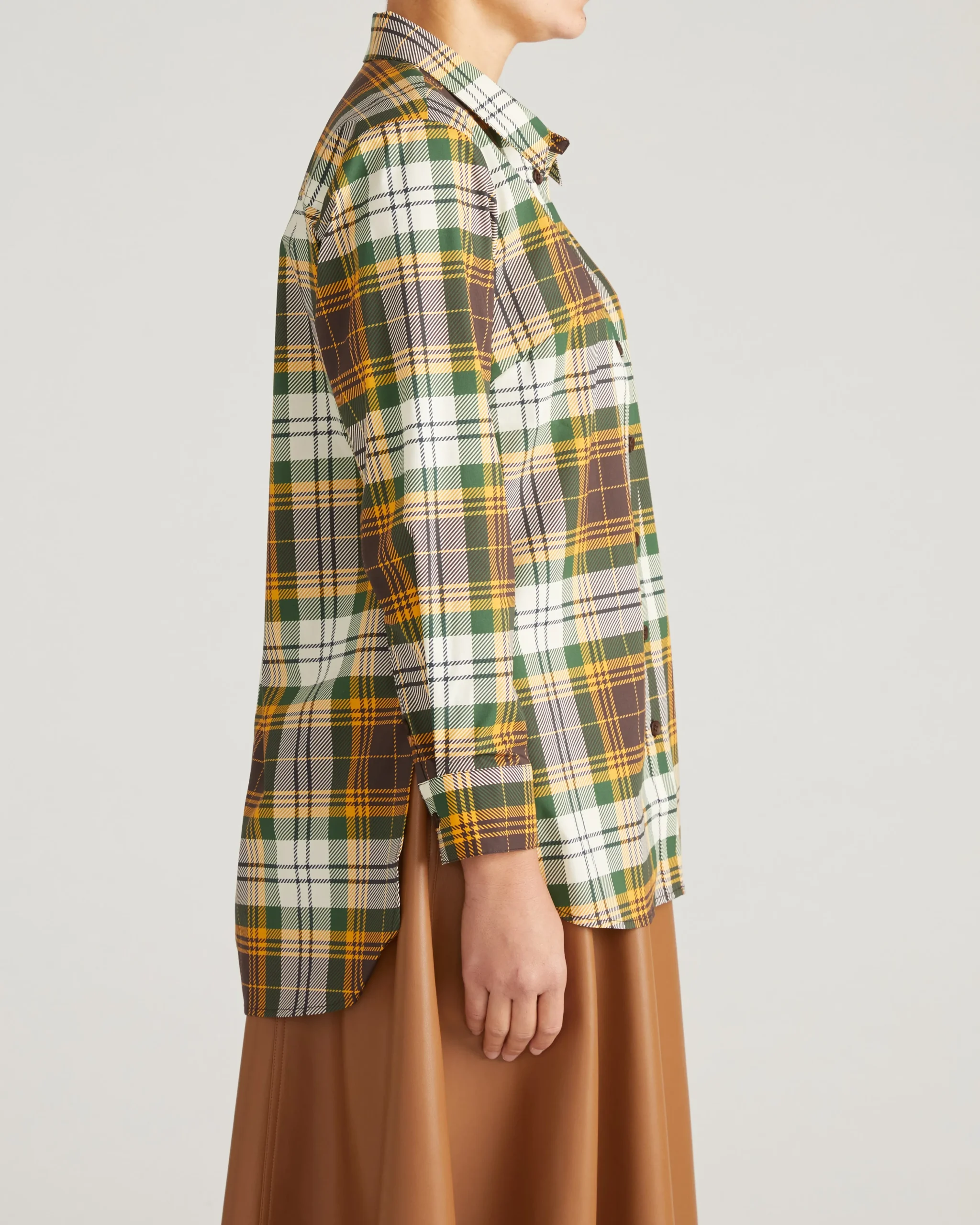 The Artist Oversized Poplin Shirt Brown Plaid