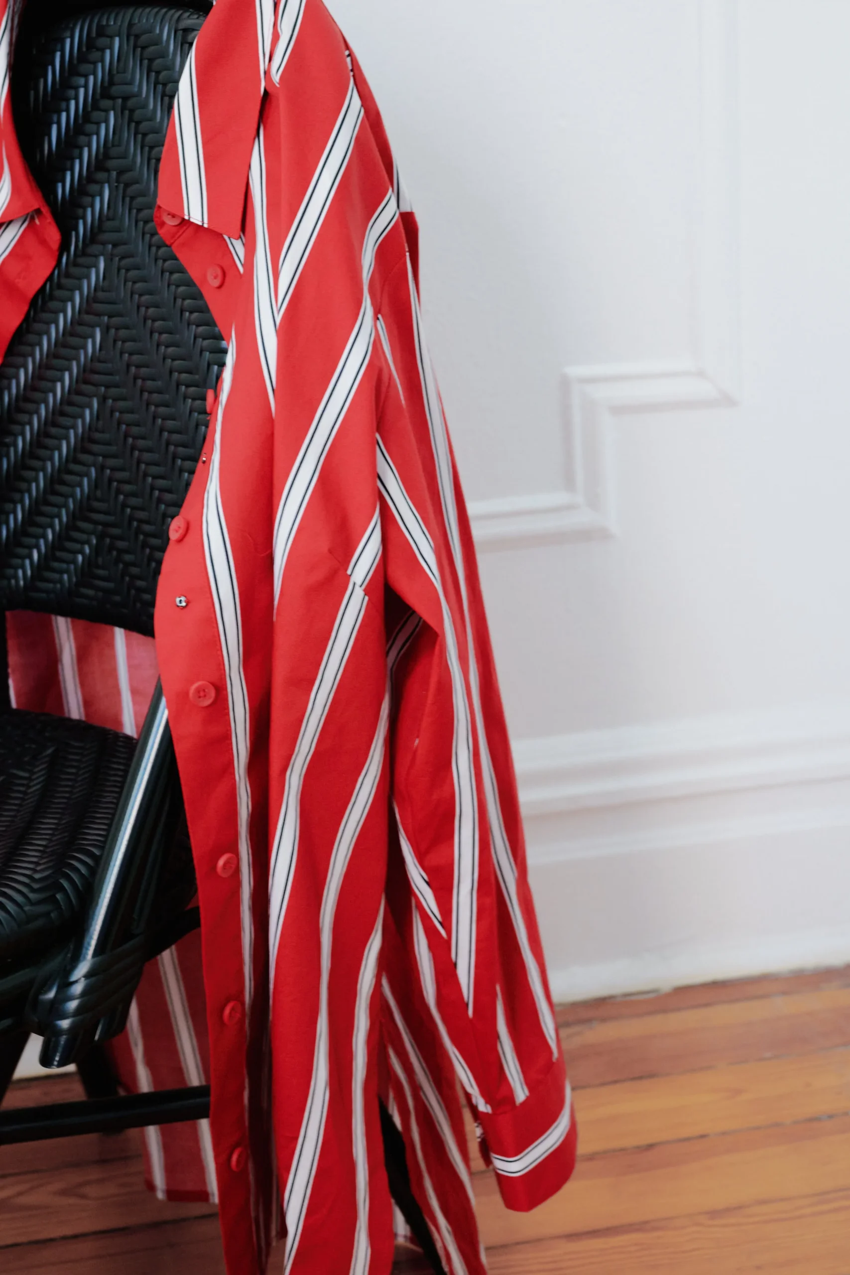 The Artist Oversized Poplin Shirt Red/Black/White Stripe