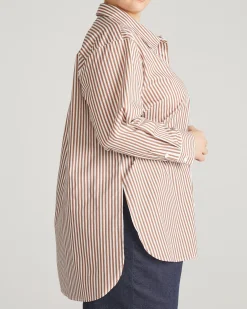 The Artist Oversized Poplin Shirt Allspice/White Stripe