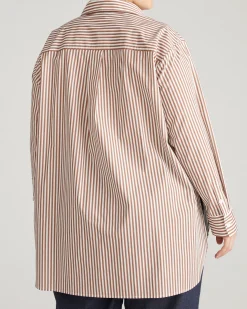 The Artist Oversized Poplin Shirt Allspice/White Stripe