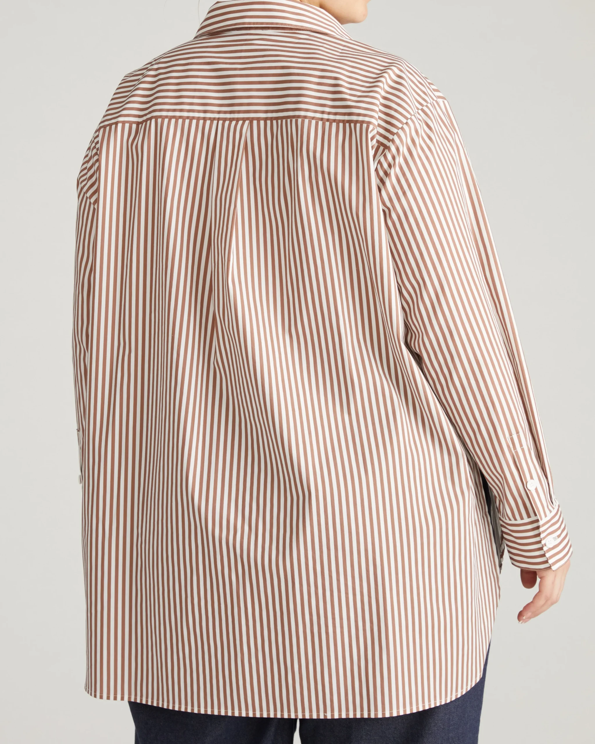 The Artist Oversized Poplin Shirt Allspice/White Stripe
