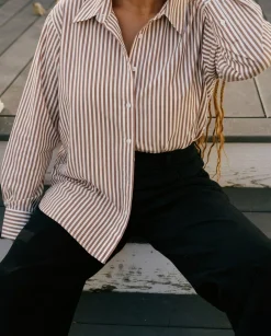 The Artist Oversized Poplin Shirt Allspice/White Stripe
