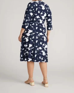 The Divine Jersey Wrap Dress Navy Santiago Print