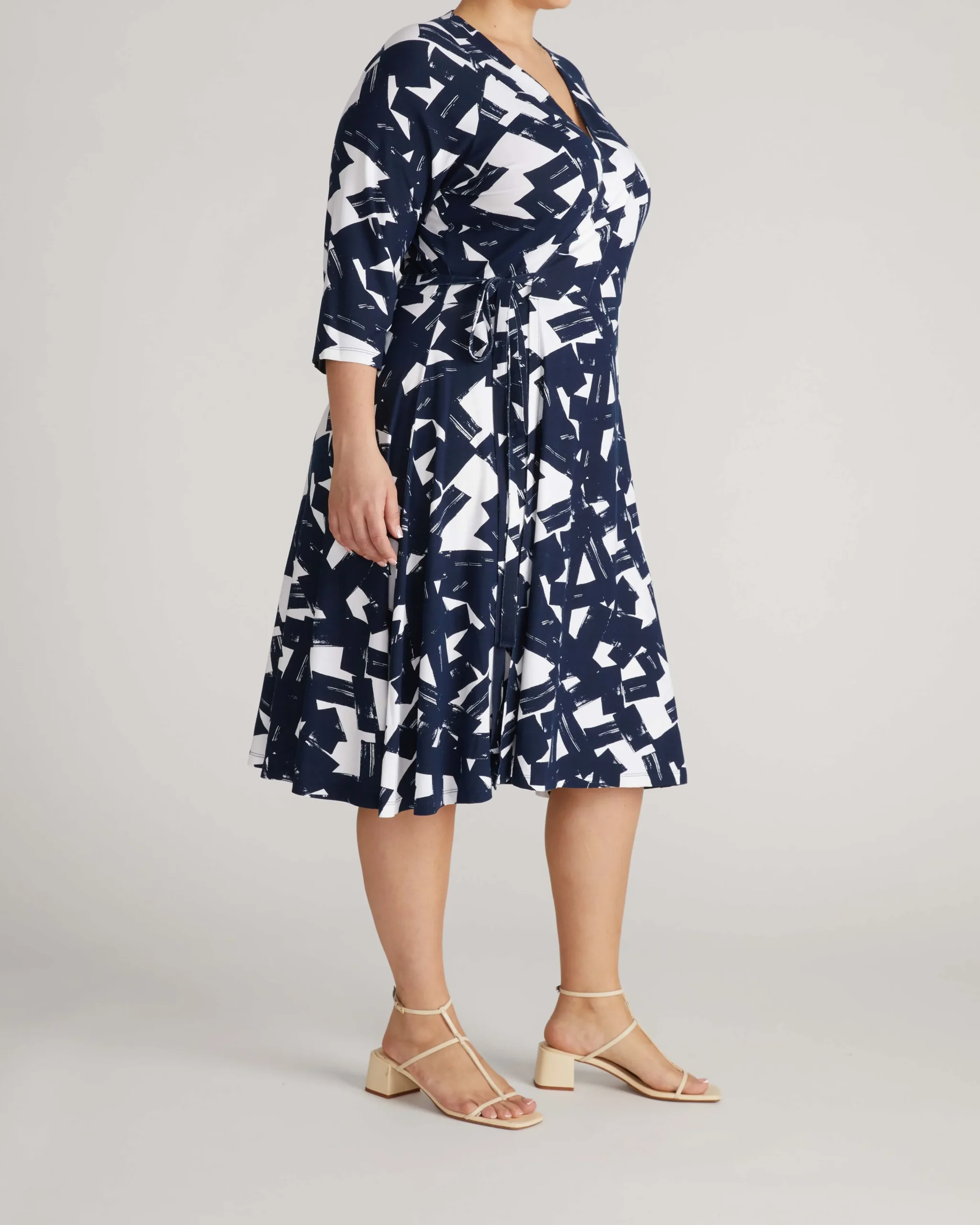 The Divine Jersey Wrap Dress Navy Santiago Print