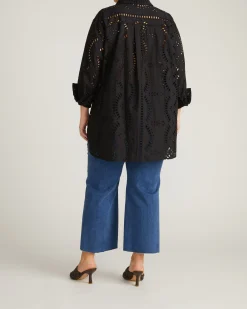The Embroidered Artist Oversized Poplin Shirt Black
