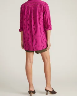 The Embroidered Artist Oversized Poplin Shirt Hyper Pink