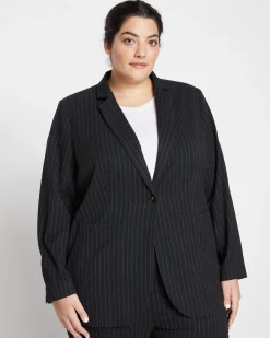The Pinstripe Blazer Graphite