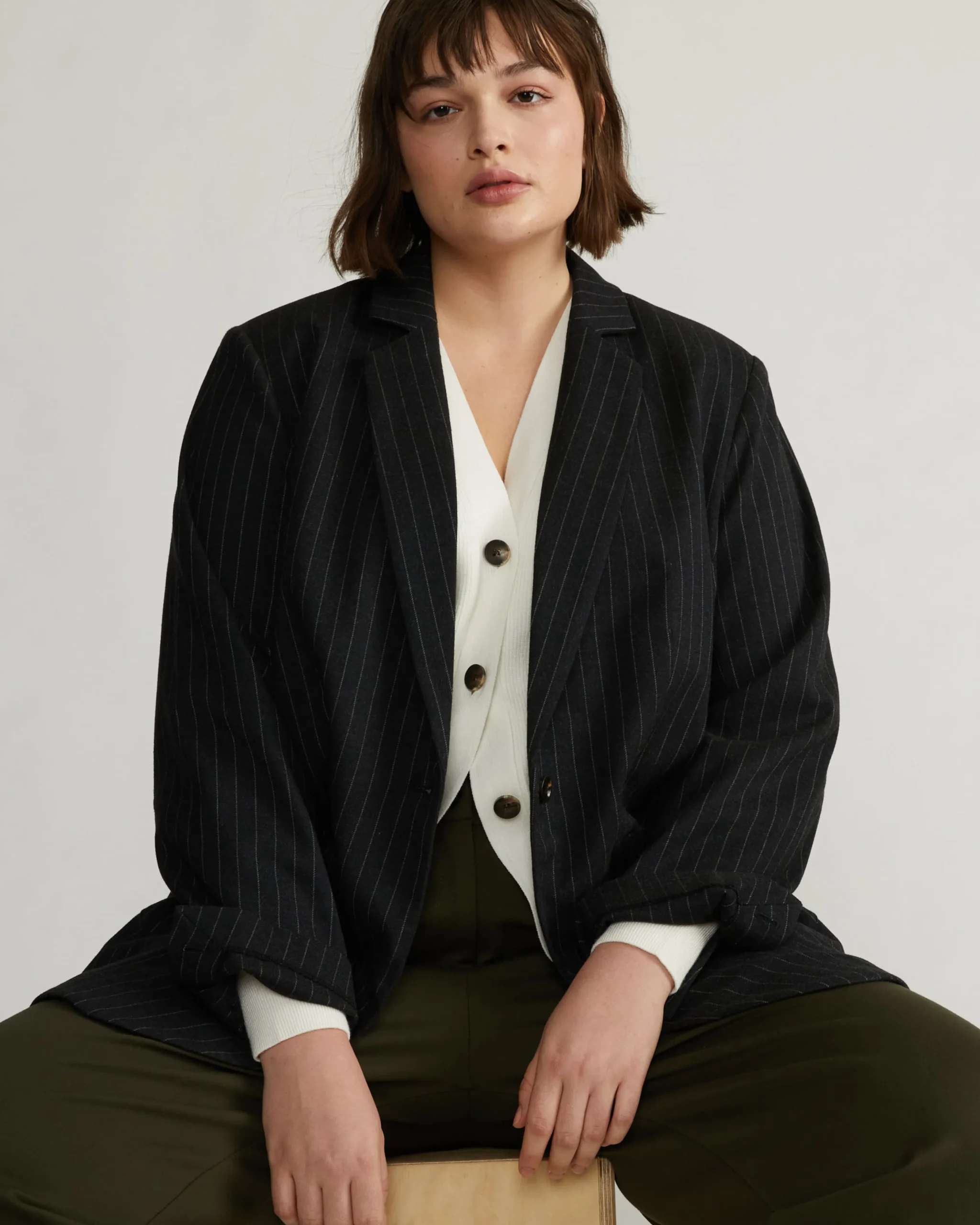 The Pinstripe Blazer Graphite
