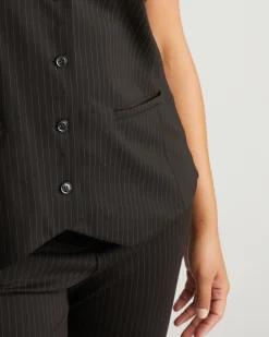The Tailored Ponte Vest Slate Pinstripe