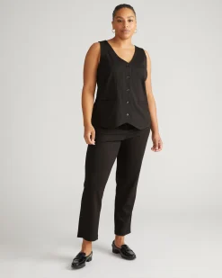 The Tailored Ponte Vest Slate Pinstripe