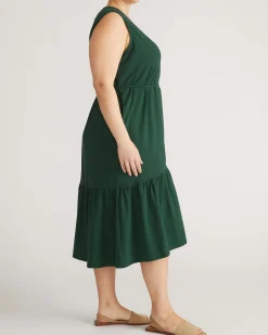 Tiered Twirl Wrap Dress Conifer