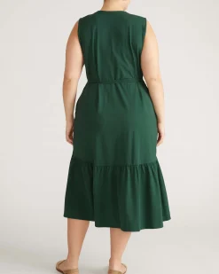 Tiered Twirl Wrap Dress Conifer