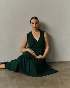 Tiered Twirl Wrap Dress Conifer