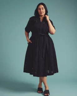 Tina Cotton Poplin Shirtdress Black