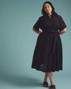 Tina Cotton Poplin Shirtdress Black
