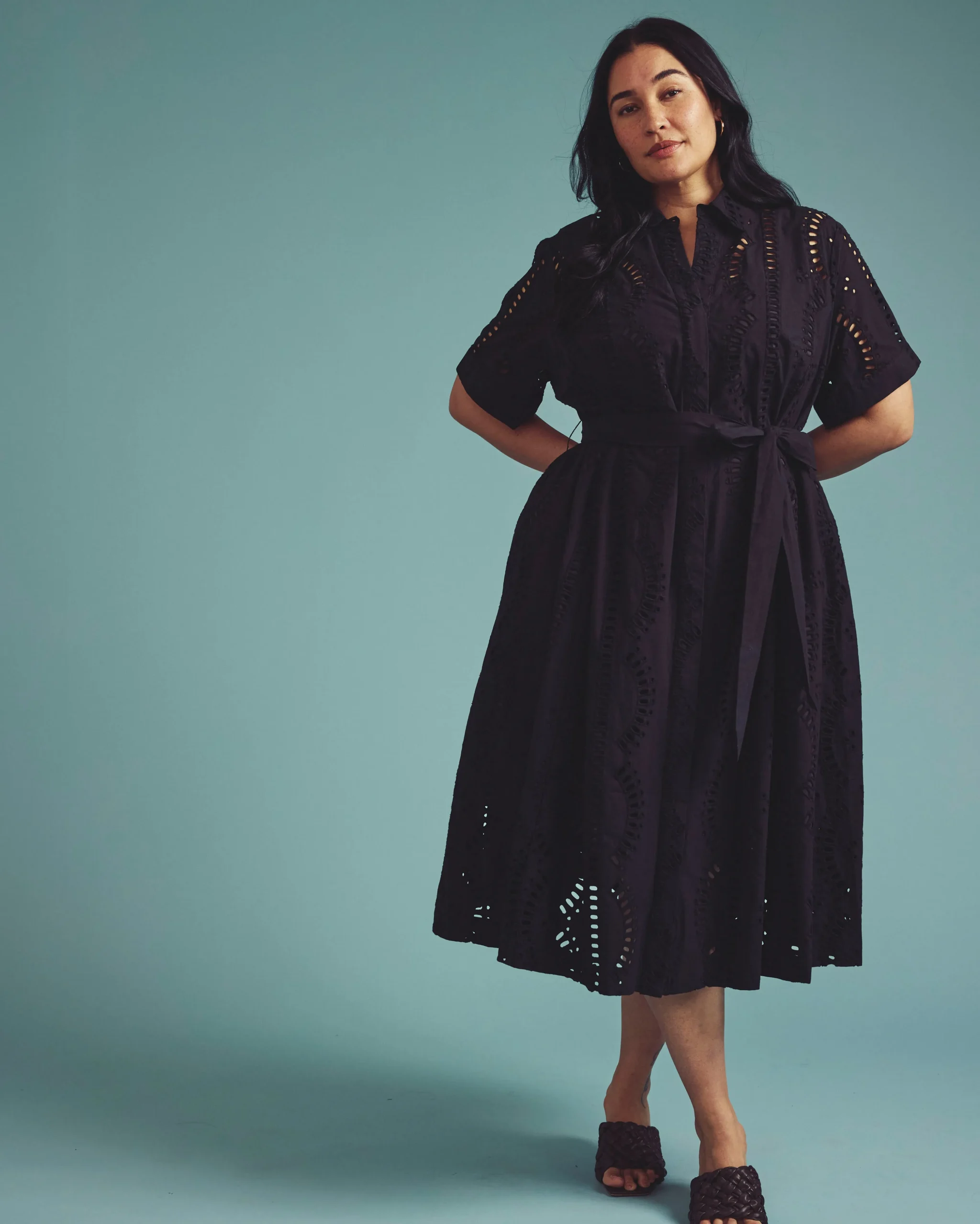 Tina Cotton Poplin Shirtdress Black